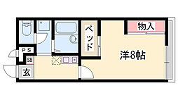レオパレスカサギ 1Kの間取図画像