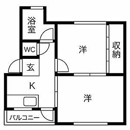 中田マンション 2Kの間取図画像