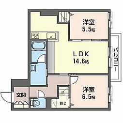 クロスウェル 2LDKの間取図画像