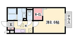 グランモアZA棟 1Kの間取図画像