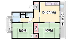 日山マンション 2DKの間取図画像