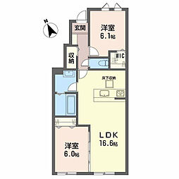メゾンドソラIII 2LDKの間取図画像
