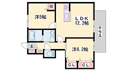 マストコート加古川南E棟 2LDKの間取図画像