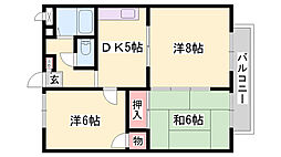 サンワード別府 3DKの間取図画像