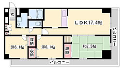 手柄アートスカイハイツ 3SLDKの間取図画像