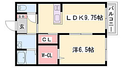 ローゼル 1LDKの間取図画像