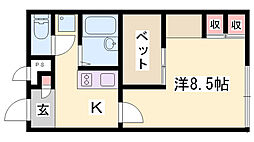 CITYLIFE保城2 1Kの間取図画像