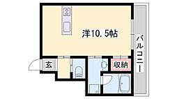 カプラン福井 ワンルームの間取図画像