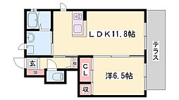 マストコート下滝野B 1LDKの間取図画像