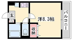 リッチウォーク市役所前B 1Kの間取図画像