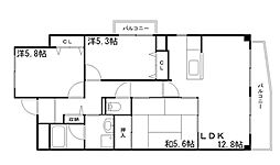 コーポ青山3 2LDKの間取図画像