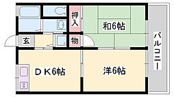ハイツフローラ 2DKの間取図画像