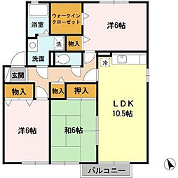 サンオリーブ御崎B棟 3LDKの間取図画像