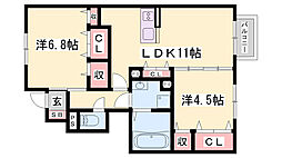 セジュール加佐B 2LDKの間取図画像