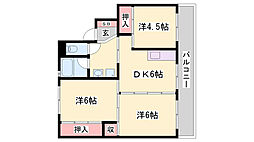 ビレッジハウス三草2棟 3DKの間取図画像