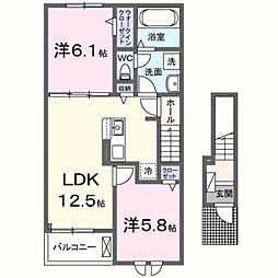 ヒカルサ稲美天満 I 2LDKの間取図画像
