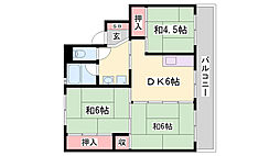 ビレッジハウス石生1棟 3DKの間取図画像
