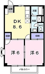 エスポワール三木 2DKの間取図画像