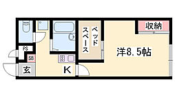 レオパレス中久 1Kの間取図画像