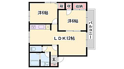 サニーハイツ田寺A棟 2LDKの間取図画像