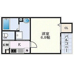 ALEGRIA飾磨 1Kの間取図画像