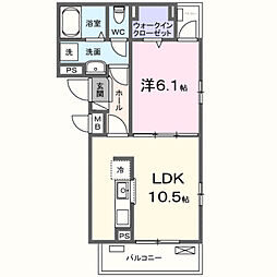 Sunlit 三木 1LDKの間取図画像