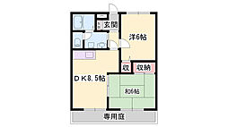 ハイツサンシティー保城 2DKの間取図画像