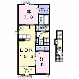 メゾン・シャトンI 2LDKの間取図画像