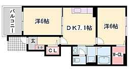 ノイ・フリーデB 2DKの間取図画像