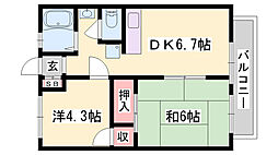 ノーブル御立 2DKの間取図画像