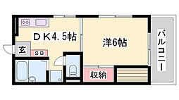 舞ハウス 1DKの間取図画像