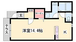 フリーデンC棟 1Kの間取図画像