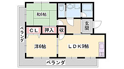 メゾンやすむろ1棟 2LDKの間取図画像
