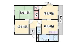 フレグランス竜山B 3Kの間取図画像