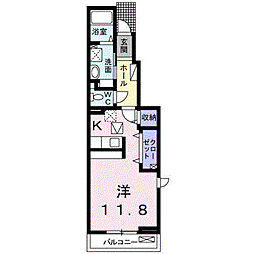 ヴァンベール2 1Kの間取図画像