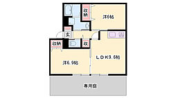 ボナール上の丸B 2LDKの間取図画像
