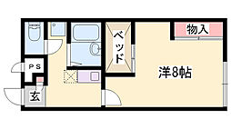 レオパレスハレルヤ 1Kの間取図画像