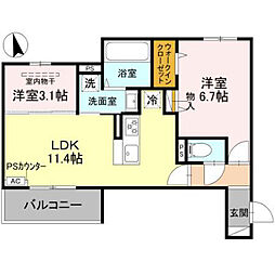 メゾン ド ソルテ A棟 2階/-