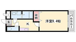 エクセレント,ON 1Kの間取図画像