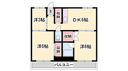 ビレッジハウス東二見1号棟 3DKの間取図画像