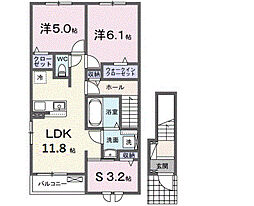メゾングレーヌ東觜崎駅前A 2LDKの間取図画像