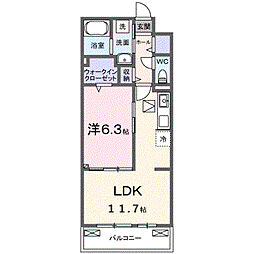 ヒカルサ東加古川 1LDKの間取図画像
