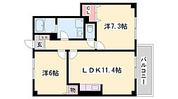 サニープレイス 2LDKの間取図画像