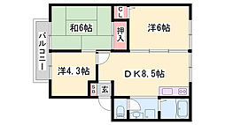 サンフォーレハイツA棟 3DKの間取図画像