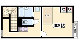 レオパレスアリビオ 1Kの間取図画像