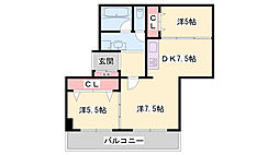 藤和しらさぎハイタウンB棟 3DKの間取図画像