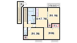 キャメルハウスA 3DKの間取図画像