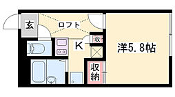 レオパレス楽来 1Kの間取図画像