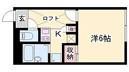 レオパレス鮎 1Kの間取図画像