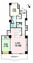 須磨パークヒルズC棟CYGNUS 2LDKの間取図画像